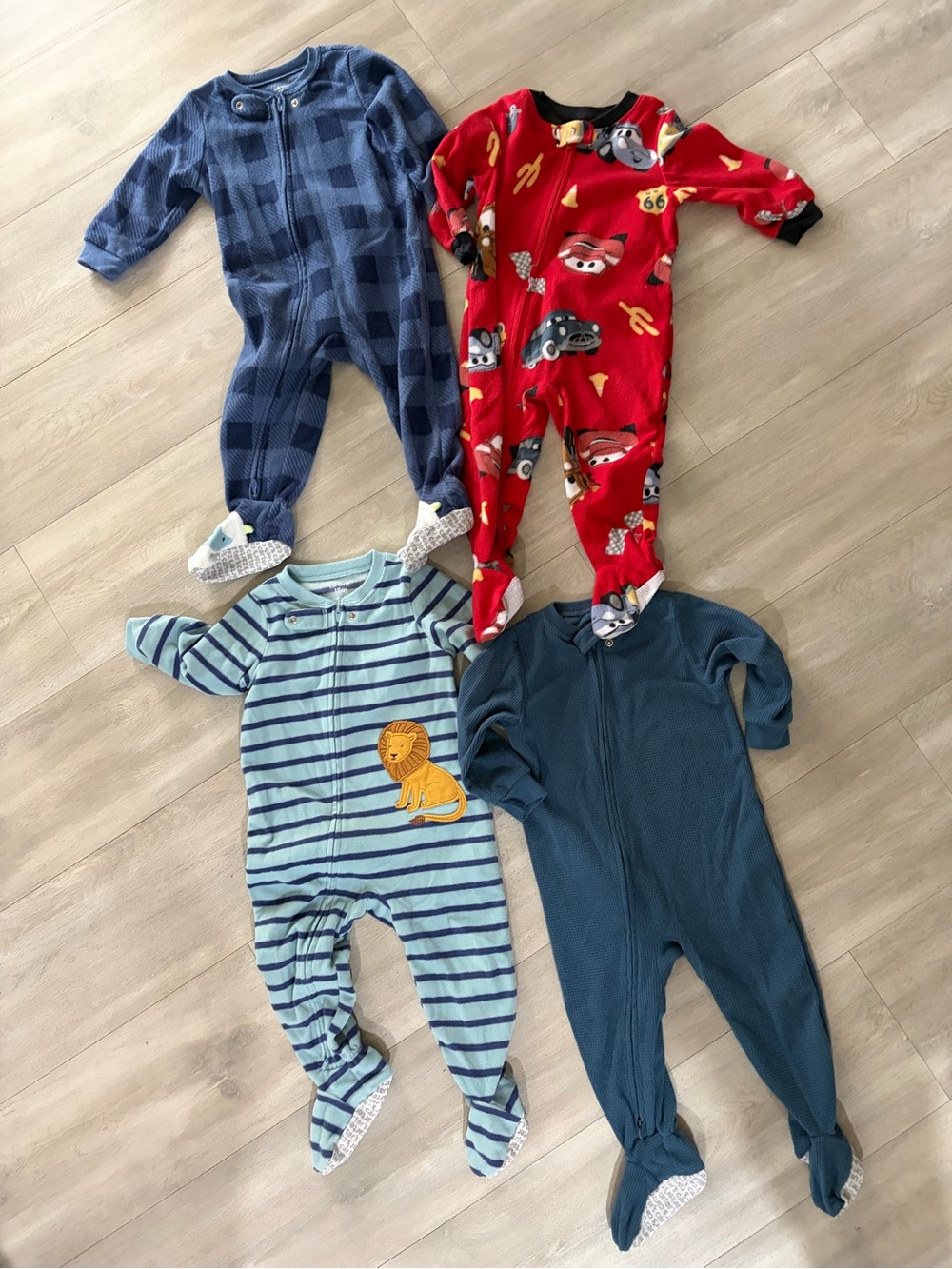 Carter’s Mixed Pack Kids One-Piece Sleepers - Blue, Red, Teal, Stripe